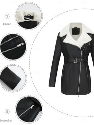 Casual Regular Fit Plain Turndown Long Sleeve Fleece Jacket - Image 22