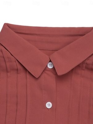 Casual Regular Fit Plain Turndown Long Sleeve Shirt Jacket - Image 6