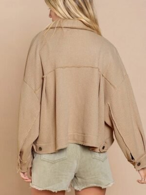 Casual Regular Fit Plain Turndown Long Sleeve Short Jacket - Image 9