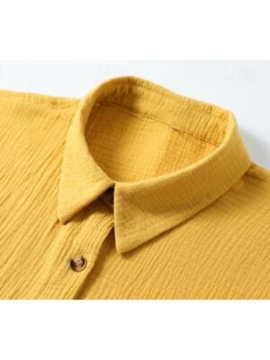 Casual Regular Fit Plain V Neck Short Sleeve Mini Shirt Dress - Image 7