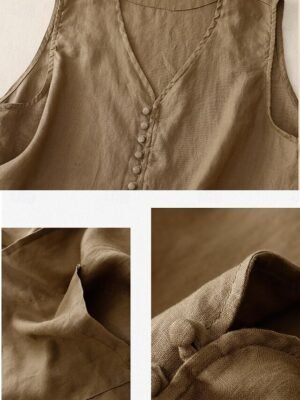 Casual Regular Fit Plain V Neck Sleeveless Short Vest - Image 14