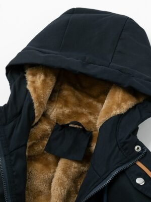 Casual Regular Fit Plain Zipper Hoodie Long Sleeve Parka - Image 4