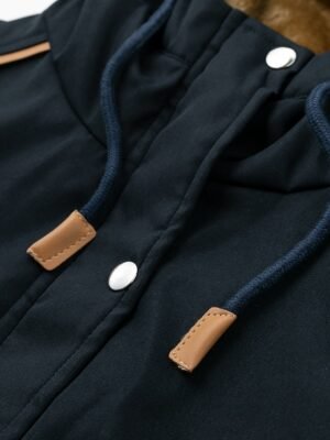 Casual Regular Fit Plain Zipper Hoodie Long Sleeve Parka - Image 6