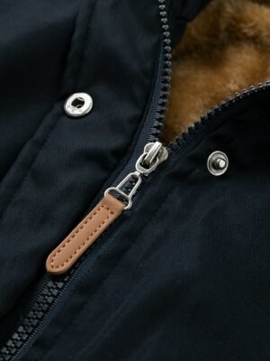 Casual Regular Fit Plain Zipper Hoodie Long Sleeve Parka - Image 7