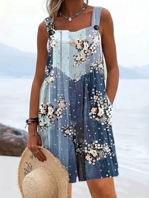 Casual Regular Fit Print Cold Shoulder Strap Romper - Image 2