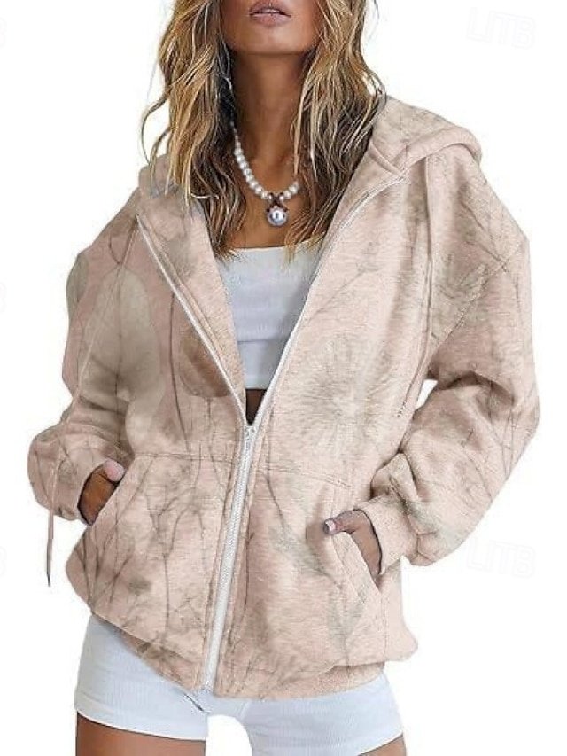 Casual Regular Fit Print Hooded Long Sleeve Jacket - Image 1