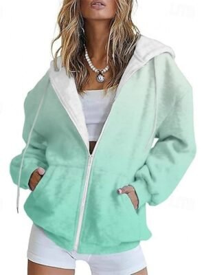 Casual Regular Fit Print Hooded Long Sleeve Jacket - Image 3