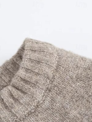 Casual Regular Fit Pure Colour Crew Neck Long Sleeve Knit Top - Image 5