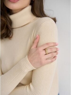Casual Regular Fit Pure Colour Turtleneck Long Sleeve Regular Sweater - Image 14