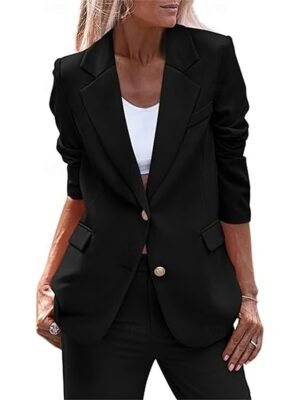 Casual Regular Fit Solid Colour Long Sleeve Winter Blazer - Image 1