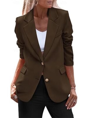 Casual Regular Fit Solid Colour Long Sleeve Winter Blazer - Image 10