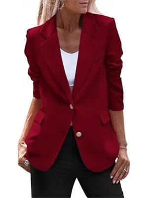 Casual Regular Fit Solid Colour Long Sleeve Winter Blazer - Image 3