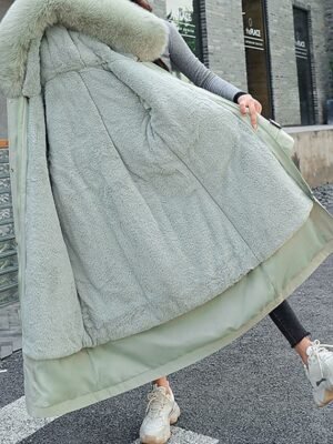Casual Regular Fit Solid Colour Long Sleeve Long Parka - Image 3