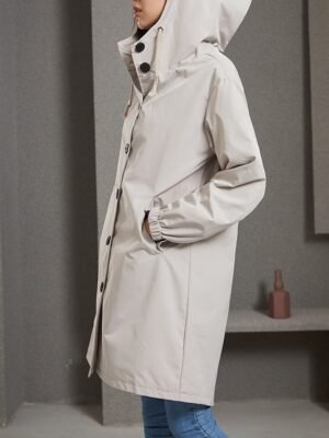 Casual Regular Fit Solid Colour Long Sleeve Trench Coat - Image 5