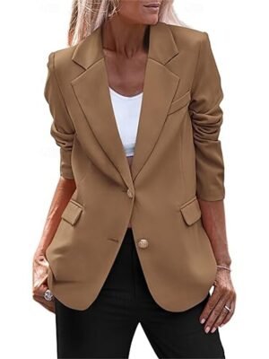 Casual Regular Fit Solid Colour Long Sleeve Winter Blazer - Image 5