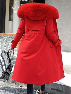 Casual Regular Fit Solid Colour Long Sleeve Long Parka - Image 5