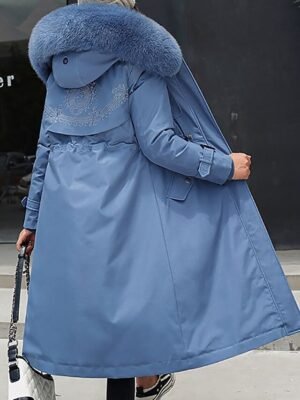 Casual Regular Fit Solid Colour Long Sleeve Long Parka - Image 7