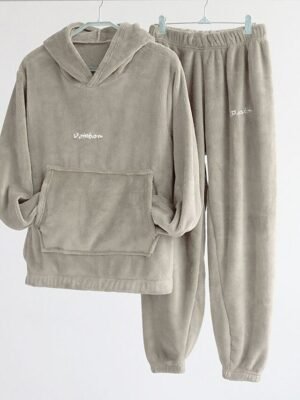 Casual Regular Fit Solid Hooded Long Sleeve Two Piece Tracksuit - Image 10