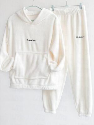 Casual Regular Fit Solid Hooded Long Sleeve Two Piece Tracksuit - Image 3