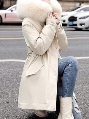 Casual Regular Fit Solid Hoodie Long Sleeve Winter Parka - Image 11