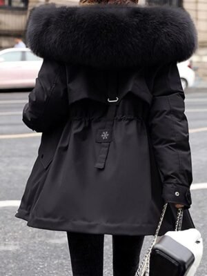 Casual Regular Fit Solid Hoodie Long Sleeve Winter Parka - Image 14