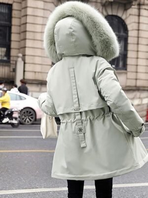 Casual Regular Fit Solid Hoodie Long Sleeve Winter Parka - Image 17