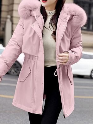 Casual Regular Fit Solid Hoodie Long Sleeve Winter Parka - Image 18