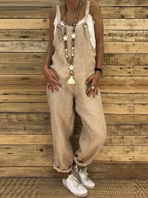 Casual Regular Fit Solid Sleeveless Long Utility Jumpsuit - Image 1