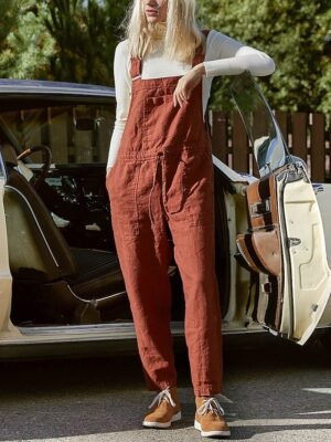 Casual Regular Fit Solid U Neck Sleeveless Wide-Leg Summer Jumpsuit - Image 1