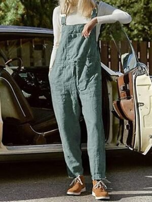 Casual Regular Fit Solid U Neck Sleeveless Wide-Leg Summer Jumpsuit - Image 5