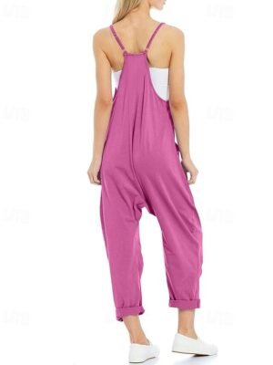 Casual Regular Fit Solid V Neck Sleeveless Jumpsuit - Image 11