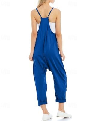 Casual Regular Fit Solid V Neck Sleeveless Jumpsuit - Image 6