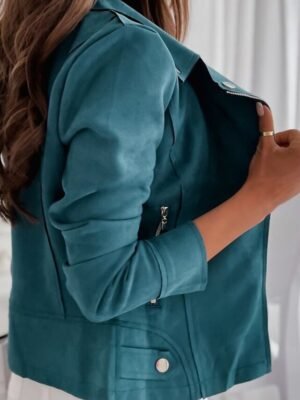 Casual Regular Fit Solid Zip Front Long Sleeve Jacket - Image 2