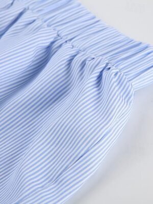 Casual Regular Fit Striped Print Breathable Summer Shorts - Image 12