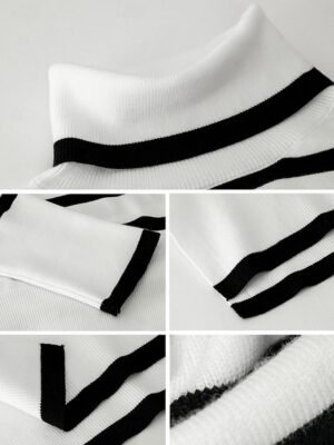 Casual Regular Fit Striped Turtleneck Long Sleeve Knit Top - Image 2