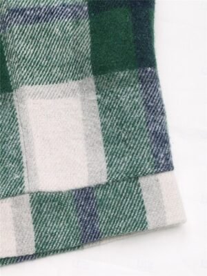 Casual Regular Fit Stripes and Plaid Round Neck Long Sleeve Short Coat - Image 8