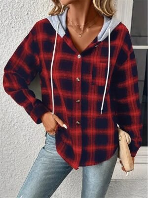 Casual Regular Fit Stripes Plaid Long Sleeve Coat - Image 1