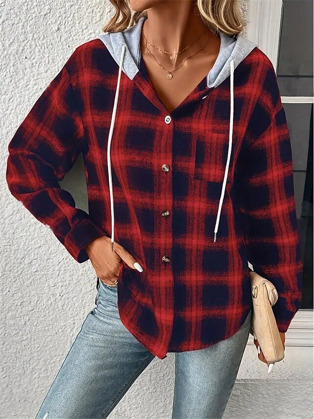 Casual Regular Fit Stripes Plaid Long Sleeve Coat - Image 1