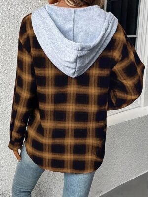 Casual Regular Fit Stripes Plaid Long Sleeve Coat - Image 10