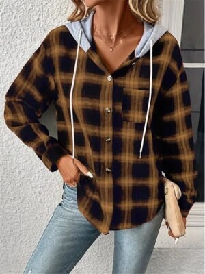 Casual Regular Fit Stripes Plaid Long Sleeve Coat - Image 11