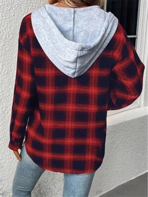 Casual Regular Fit Stripes Plaid Long Sleeve Coat - Image 5