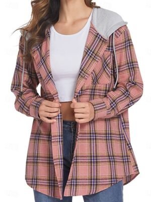 Casual Regular Fit Stripes Plaid Long Sleeve Coat - Image 6