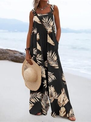 Casual Regular Fit Tie Dye Square Neck Sleeveless Jumpsuit - Image 3