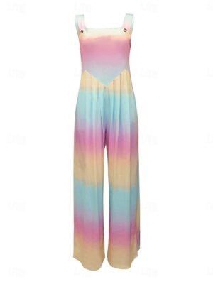 Casual Regular Fit Tie Dye Square Neck Sleeveless Jumpsuit - Image 4