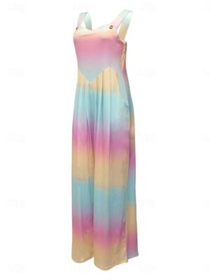 Casual Regular Fit Tie Dye Square Neck Sleeveless Jumpsuit - Image 5