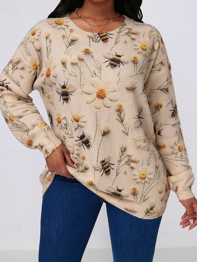 Casual Regular Floral Crew Neck Long Sleeve Top - Image 1