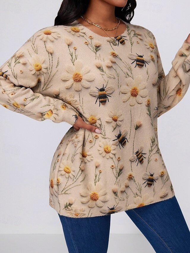 Casual Regular Floral Crew Neck Long Sleeve Top - Image 2