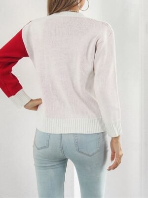 Casual Regular Floral Crew Neck Long Sleeve Knitted Top - Image 4