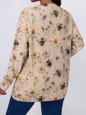 Casual Regular Floral Crew Neck Long Sleeve Top - Image 6