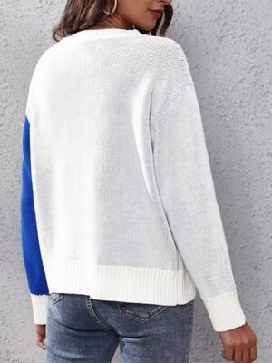 Casual Regular Floral Crew Neck Long Sleeve Knitted Top - Image 7
